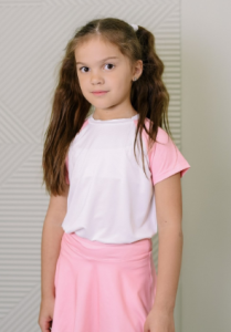 Теннисная футболка для девочки VINNER (белый/пастельно-розовый)