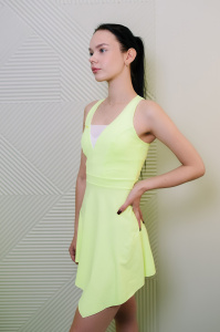 Теннисное платье женское Vinner ассиметрик WD02 (лайм/белый) 