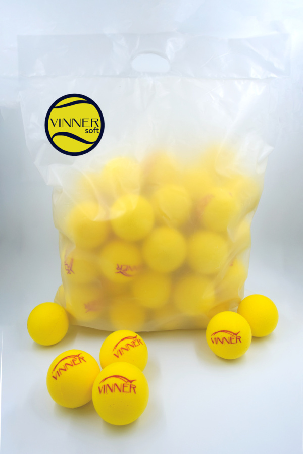 Теннисные мячи Vinner Soft х50 поролон  (пакет 50 штук)